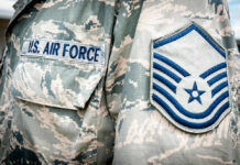 U.S. Air Force uniform with rank insignia.