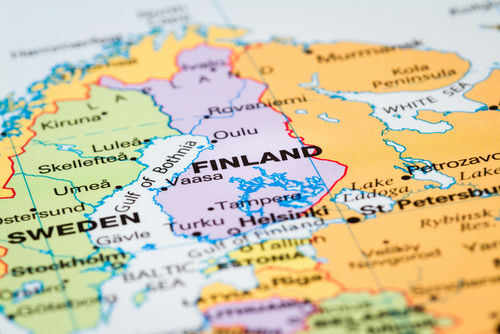 finland-sweden761768974 Close-up of a map highlighting Finland.