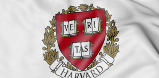 Harvard University crest on a white background
