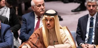 Saudi Arabian representative speaking at a United Nations meeting