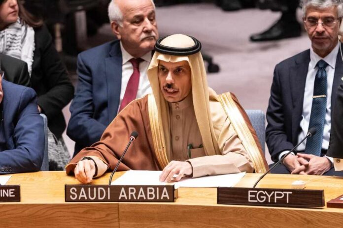 Saudi Arabian representative speaking at a United Nations meeting