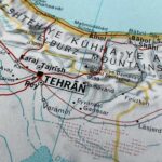A detailed map showing Tehran and surrounding geographical features