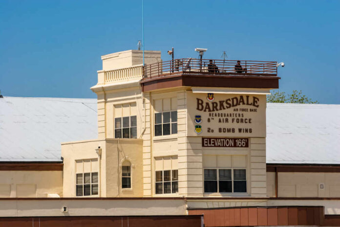 Barksdale Air Force Base headquarters building with signage