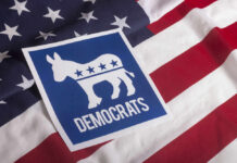 Democrats symbol on American flag background