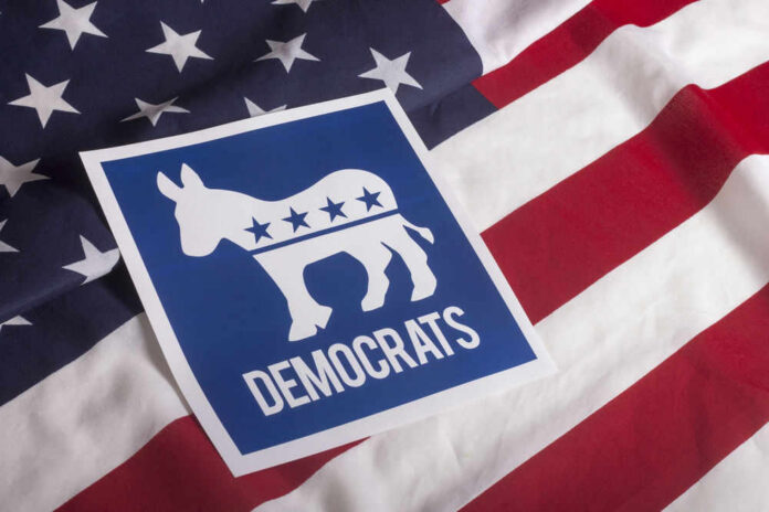 Democrats symbol on American flag background