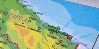 Map showing the location of Jayapura in Papua, Indonesia