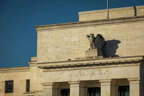Federal Reserve building exterior with eagle sculpture