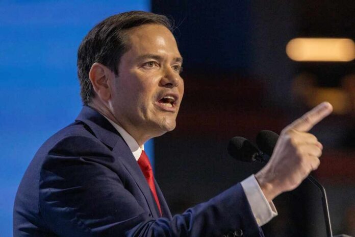 A politician passionately delivering a speech at a podium