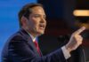 Rubio’s Bold Cuba Takedown: Green Card REVOKED! A politician passionately delivering a speech at a podium