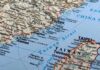 Map showing Taiwan and parts of China, including cities and geographical features