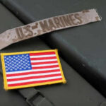 U.S. Marines patch and American flag patch.