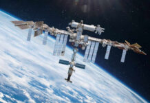 International Space Station orbiting Earth in outer space