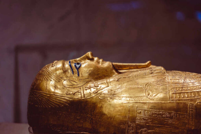 ornate-golden-mummy2386654695jpg Ancient Egyptian golden sarcophagus lid with carved details