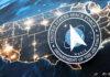 United States Space Force emblem over a lit map of the United States