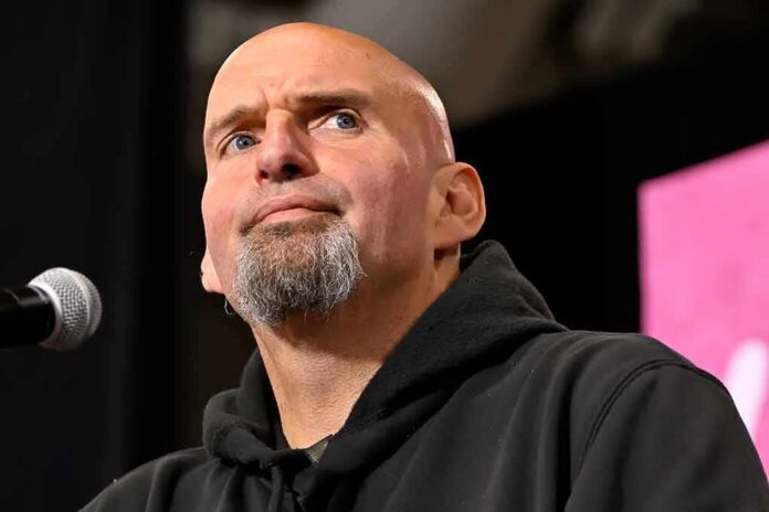 bald man with goatee speaking at a microphone