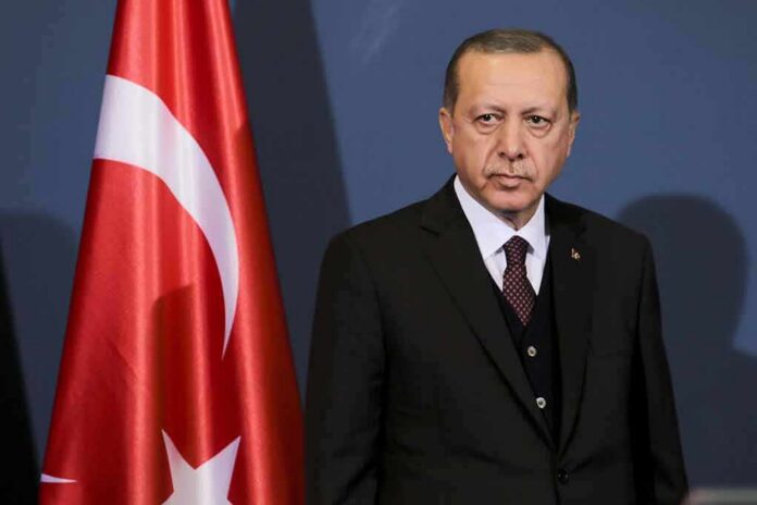 shutterstock_755416555 man in suit standing beside Turkish flag