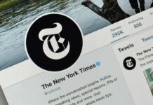 The New York Times Twitter profile page on a screen