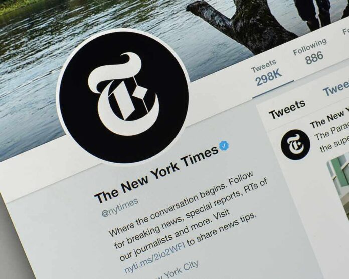 The New York Times Twitter profile page on a screen