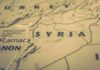 Map close-up of Syria and surrounding regions
