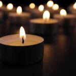 Ocean Mystery Near Malibu Lagoon Tealight candle burning with soft glow