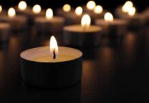 Ocean Mystery Near Malibu Lagoon Tealight candle burning with soft glow