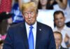 Trump Backlash Coming? ‘Comeuppance’ Teased Donald Trump with eyes closed and pursed lips at an event