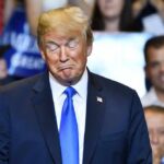 Trump Backlash Coming? ‘Comeuppance’ Teased Donald Trump with eyes closed and pursed lips at an event