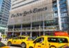 Protest Motives Muffled – By The Times? New York Times building with yellow taxis in front