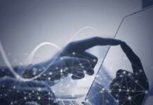 Digital Trail Exposes Chilling Father Plot Hand touching a tablet screen with abstract network overlay