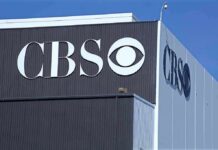 CBS logo on the exterior of a studio building