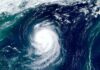Post-Tropical Punch Eyes California Coast Satellite view of a powerful hurricane swirling over the ocean