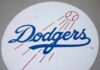 Dodgers Swept, Will Smith Curse Broken Dodgers logo with baseball and motion lines