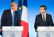 Speech Crackdown Backfires In France Donald Trump and Emmanuel Macron at a joint press conference in Paris