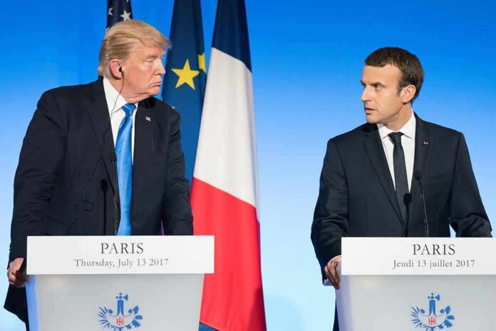 shutterstock_677126329 Donald Trump and Emmanuel Macron at a joint press conference in Paris
